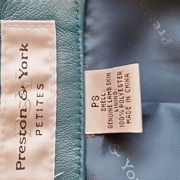 Preston & York EUC women's classic lambskin teal leather jacket size PS - Picture 4 of 5
